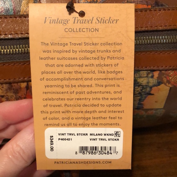 NWT-Patricia Nash-Milano Leather Weekender Bag-Vintage Travel Sticker-$349 - Picture 9 of 16